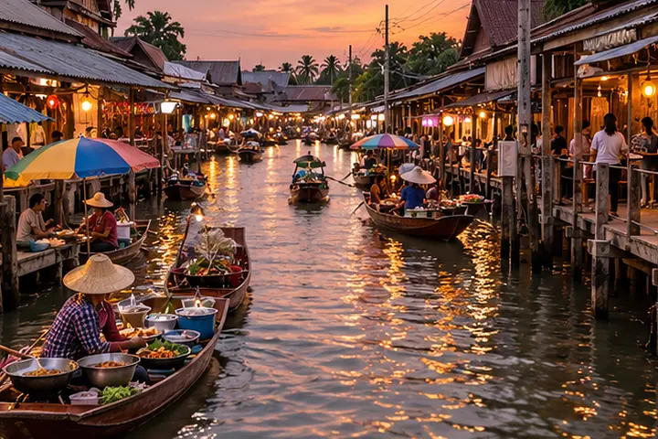 Damnoen Saduak & Amphawa Floating Markets · vista serale