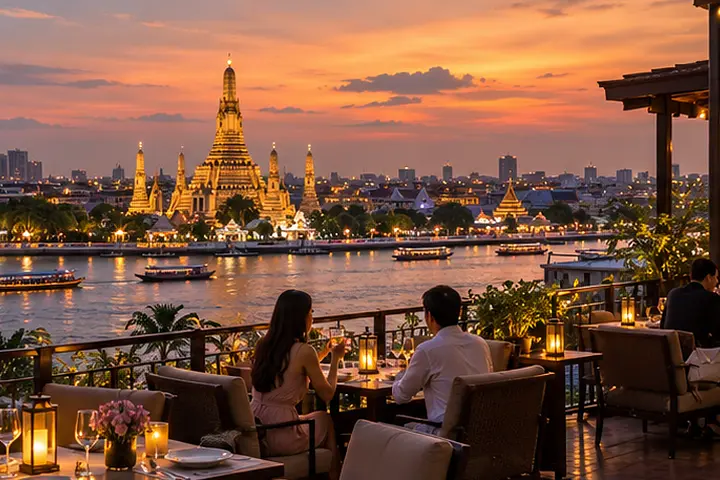 Riverside Rooftop Bars · Abendansicht
